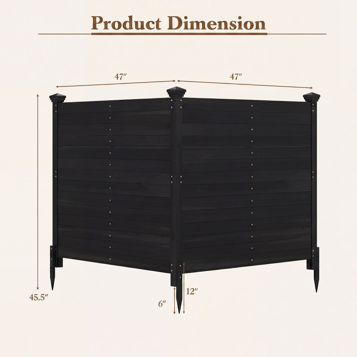 Outdoor Privacy Air Conditioner Fence for Outside and Backyard-Black