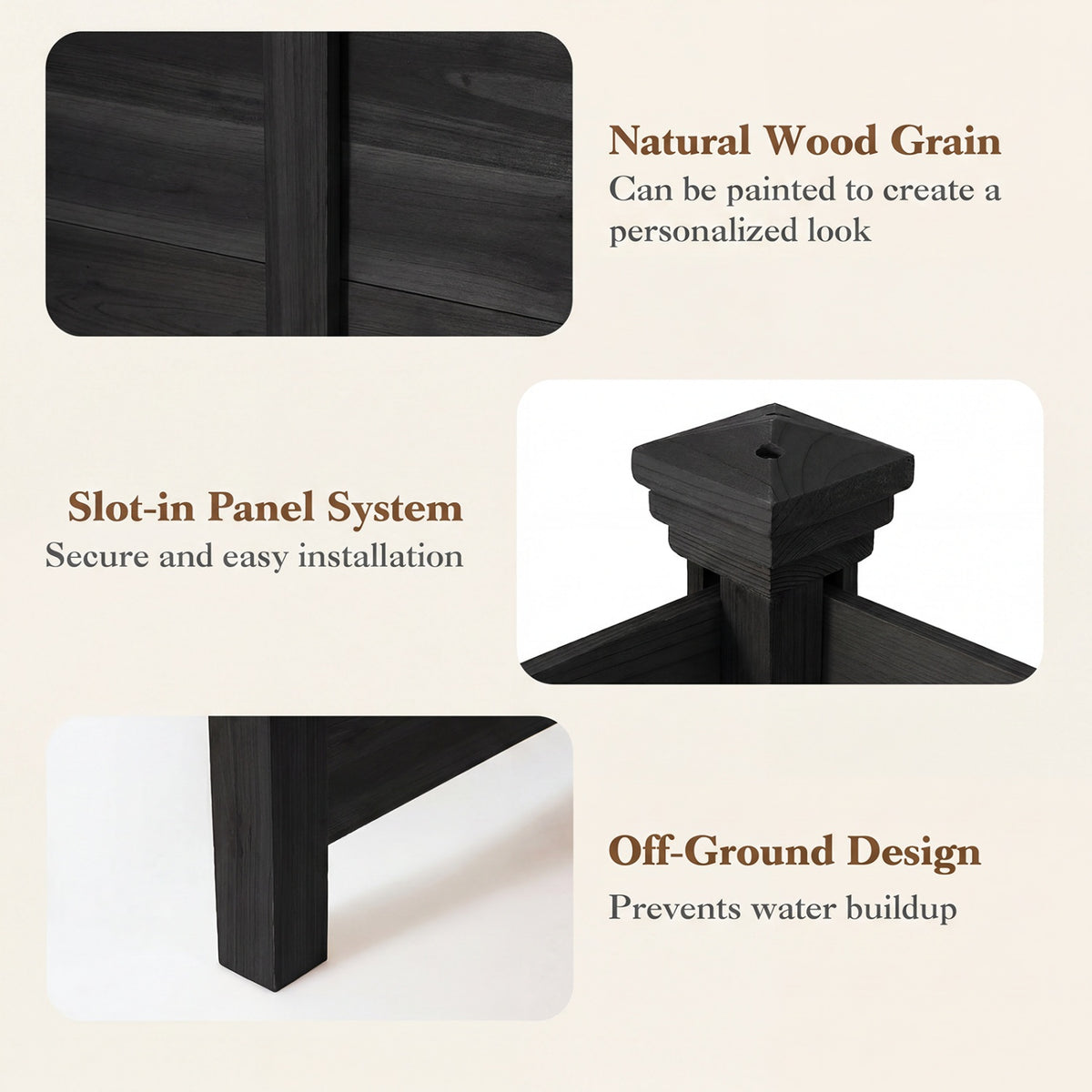 Outdoor Privacy Air Conditioner Fence for Outside and Backyard-Black