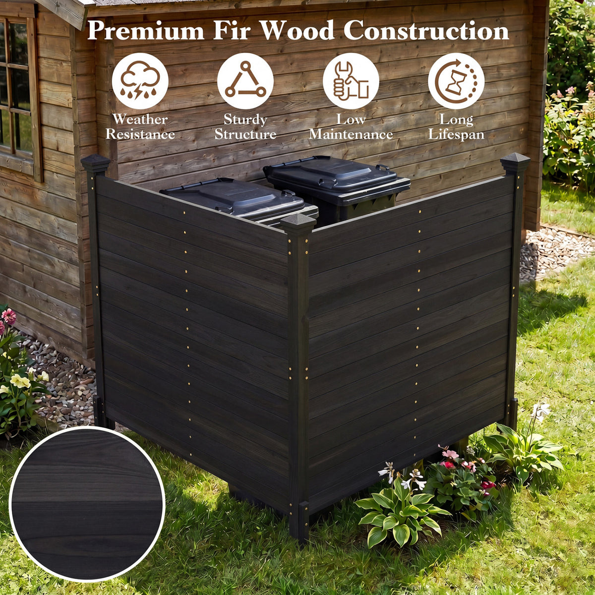 Outdoor Privacy Air Conditioner Fence for Outside and Backyard-Black