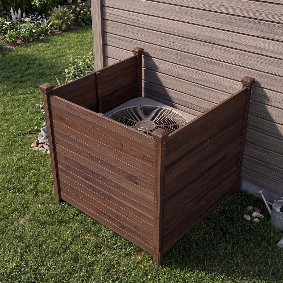 Outdoor Privacy Air Conditioner Fence for Outside and Backyard-Brown