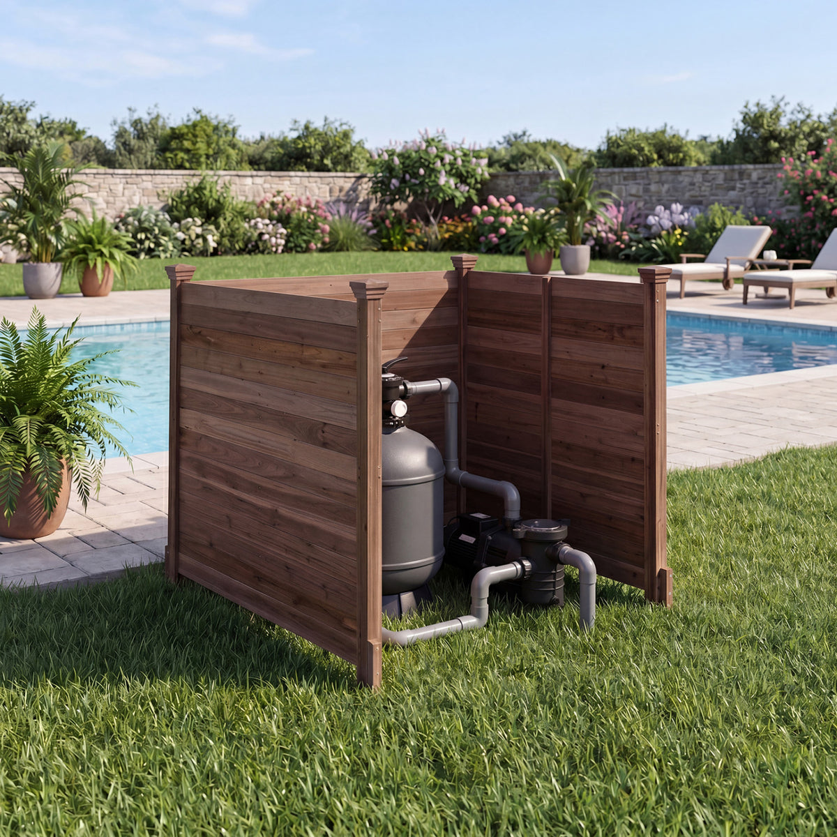 Outdoor Privacy Air Conditioner Fence for Outside and Backyard-Brown