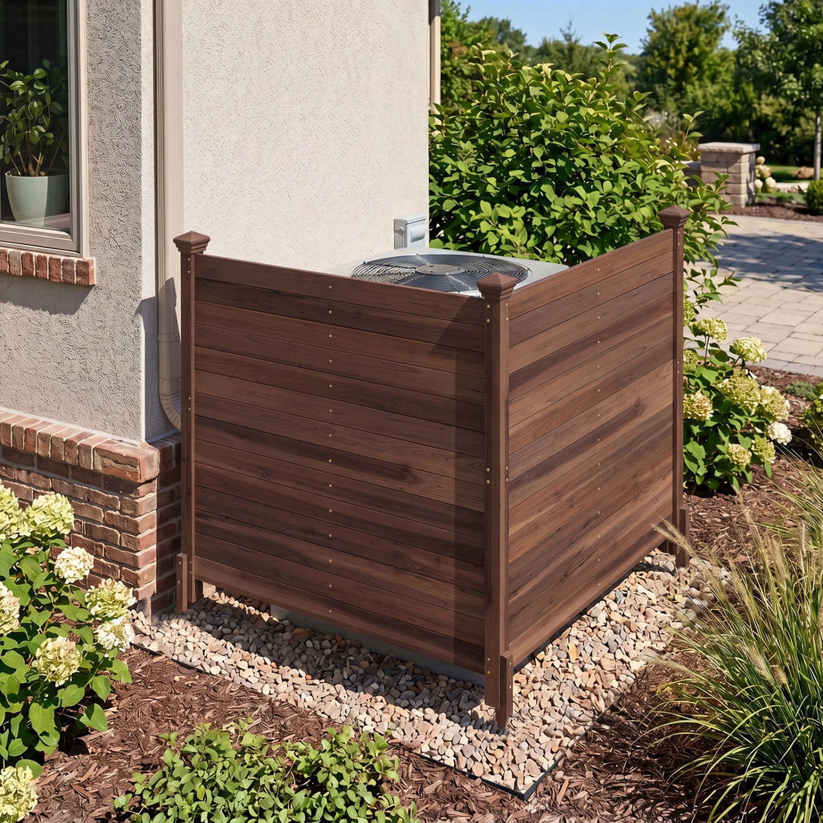Outdoor Privacy Air Conditioner Fence for Outside and Backyard-Brown