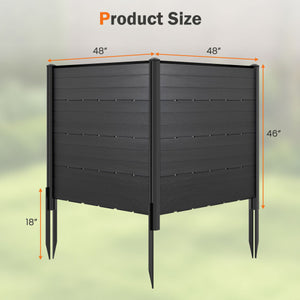 Outdoor Privacy Fence Screen with 5 Ground Stakes for Garden Yard Patio-Black