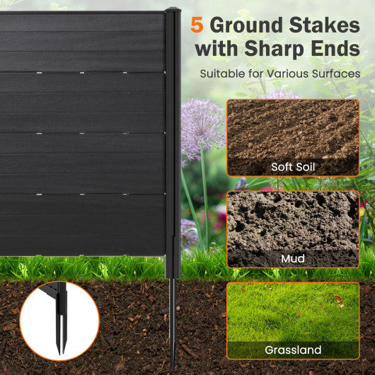 Outdoor Privacy Fence Screen with 5 Ground Stakes for Garden Yard Patio-Black