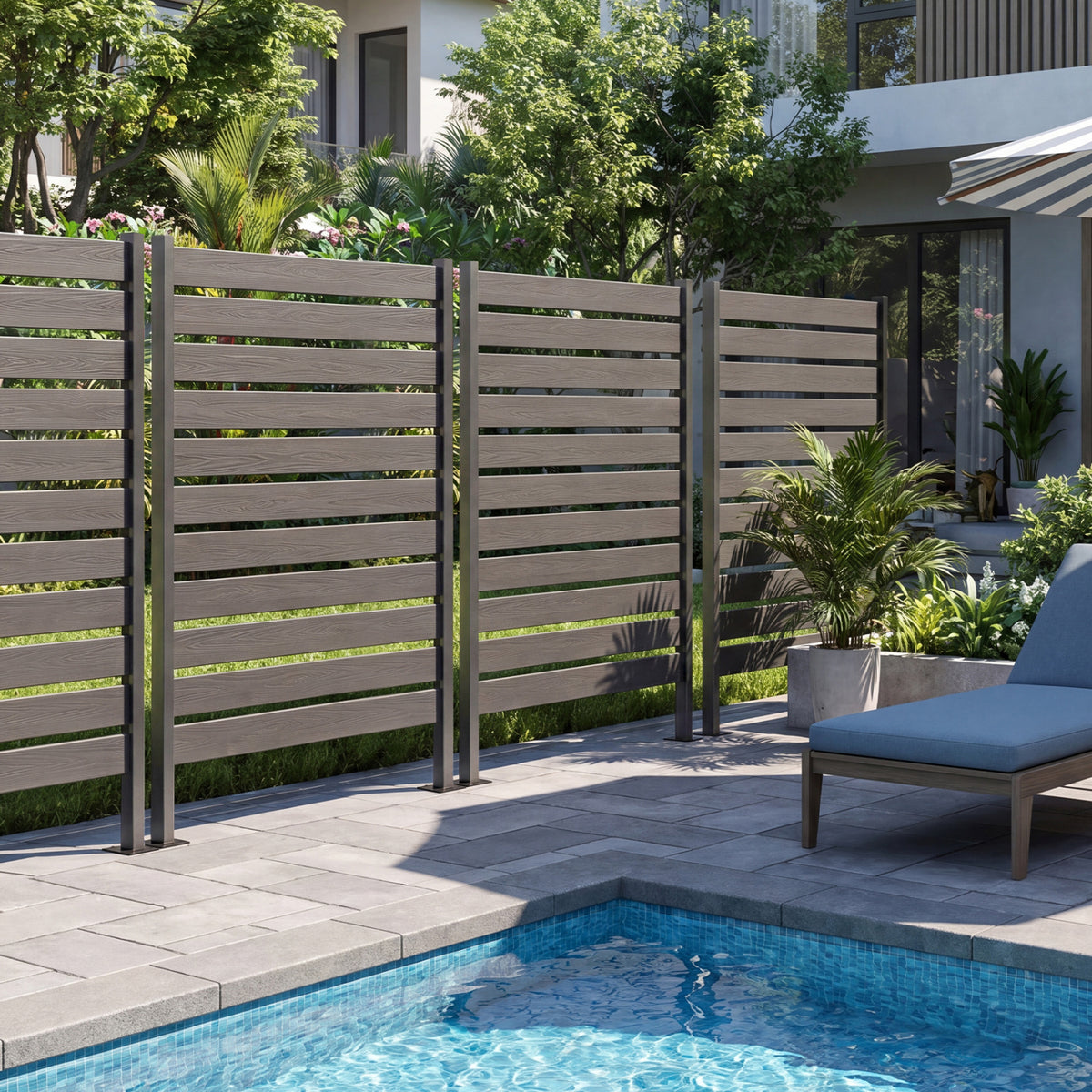 Outdoor Privacy Screen Fence for Backyard Pool Lawn-Gray