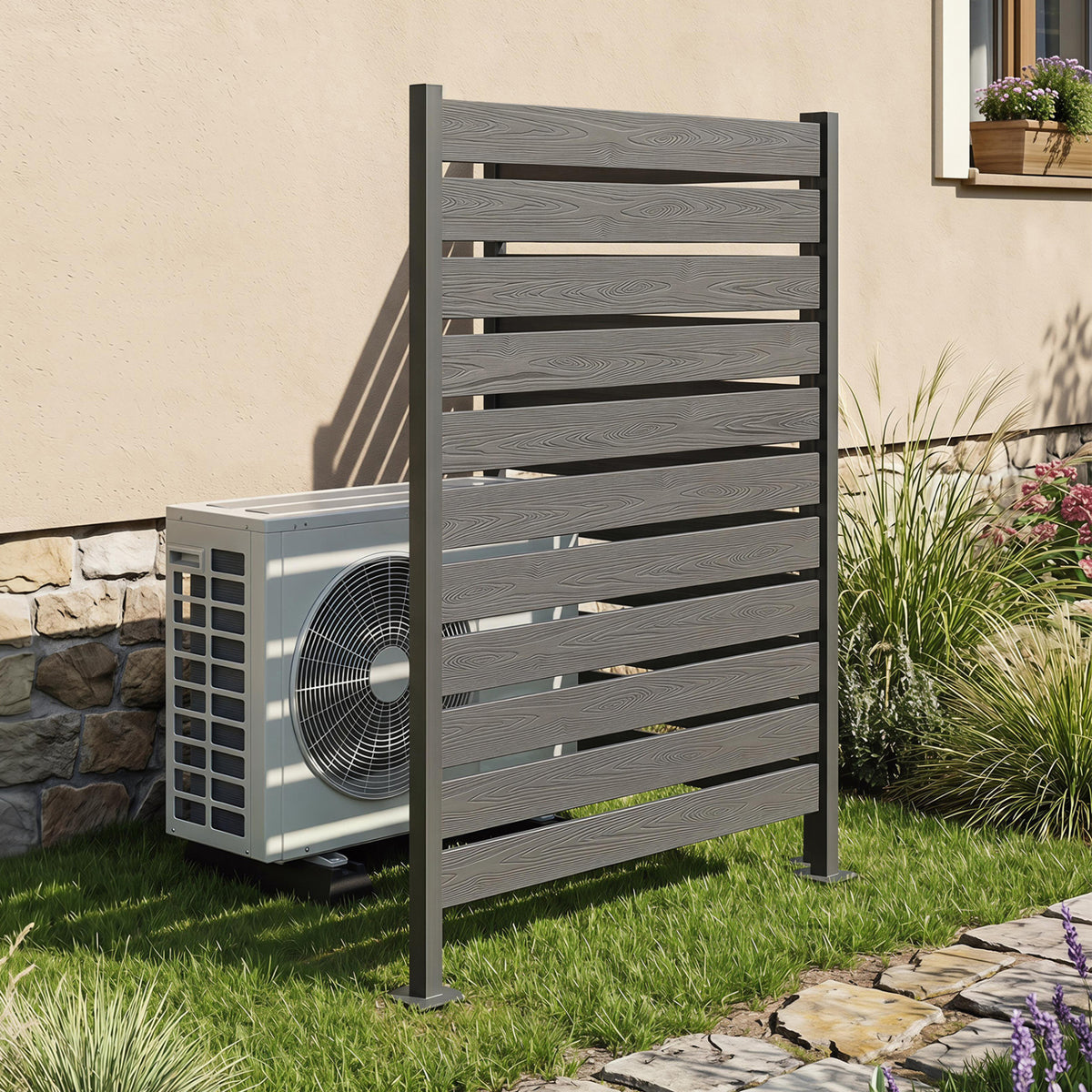 Outdoor Privacy Screen Fence for Backyard Pool Lawn-Gray