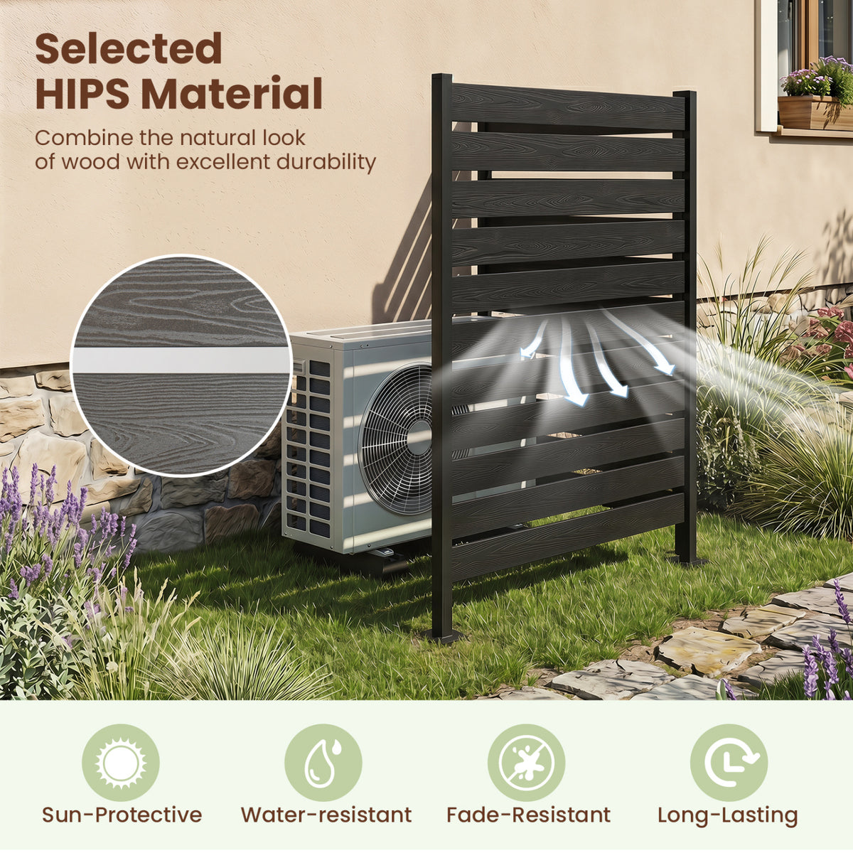 Outdoor Privacy Screen Fence for Backyard Pool Lawn-Black