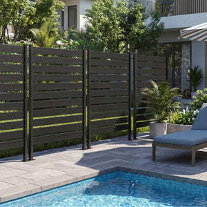 Outdoor Privacy Screen Fence for Backyard Pool Lawn-Black