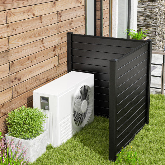 Freestanding 48 x 48 Inch Air Conditioner Fence with Metal Ground Stakes-Black