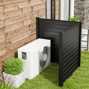 Freestanding 48 x 48 Inch Air Conditioner Fence with Metal Ground Stakes-Black
