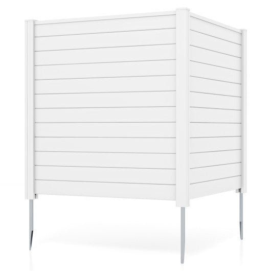 Freestanding 48 x 48 Inch Air Conditioner Fence with Metal Ground Stakes-White