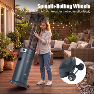 Outdoor Propane Patio Heater with Glass Tube and Tilt-Over Protection-Darkgray
