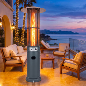 Outdoor Propane Patio Heater with Glass Tube and Tilt-Over Protection-Darkgray