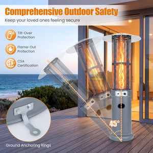 Outdoor Propane Patio Heater with Glass Tube and Tilt-Over Protection-Gray