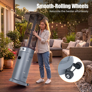 Outdoor Propane Patio Heater with Glass Tube and Tilt-Over Protection-Gray