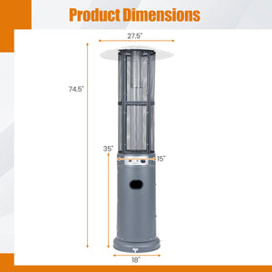 Outdoor Propane Patio Heater with Glass Tube and Tilt-Over Protection-Gray