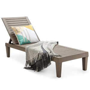 Outdoor Recliner Chair with 5-Position Adjustable Backrest-Brown