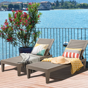 Outdoor Recliner Chair with 5-Position Adjustable Backrest-Brown