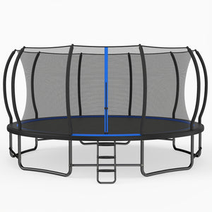 Outdoor Recreational Trampoline Giant Round Rebounder with Enclosure Net-Blue
