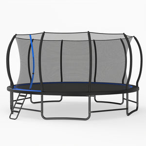 Outdoor Recreational Trampoline Giant Round Rebounder with Enclosure Net-Blue