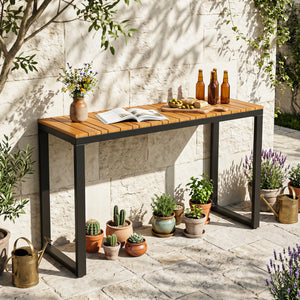 Outdoor Rectangle Console Table with Long-Lasting WPC Tabletop