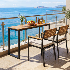 Outdoor Rectangle Console Table with Long-Lasting WPC Tabletop