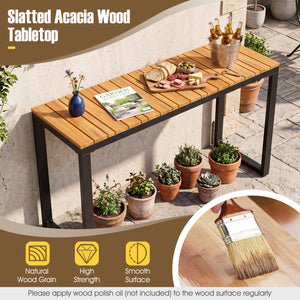Outdoor Rectangle Console Table with Long-Lasting WPC Tabletop