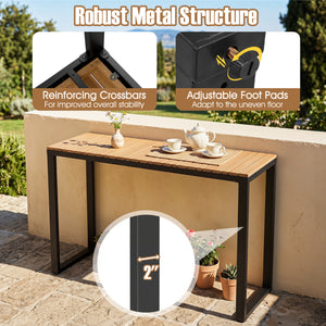 Outdoor Rectangle Console Table with Long-Lasting WPC Tabletop