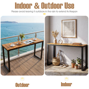 Outdoor Rectangle Console Table with Long-Lasting WPC Tabletop