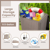 Outdoor Resin Storage Side Table with Removable Lid and Wicker-woven Accent-Coffee
