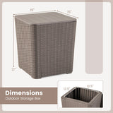 Outdoor Resin Storage Side Table with Removable Lid and Wicker-woven Accent-Coffee