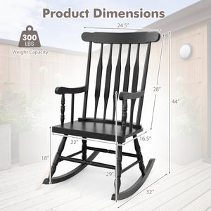 Outdoor Rocking Chair with Slatted Backrest-Black