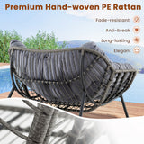 Outdoor Rocking Chair Oversized Patio PE Wicker Egg Chair with Cushion-Gray