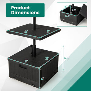 175 LBS Outdoor Fillable Umbrella Base with Table Tray-Black