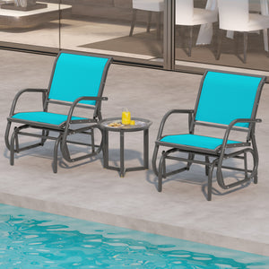 Outdoor Single Swing Glider Rocking Chair with Armrest-Turquoise