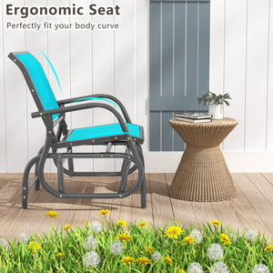 Outdoor Single Swing Glider Rocking Chair with Armrest-Turquoise
