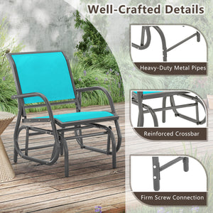 Outdoor Single Swing Glider Rocking Chair with Armrest-Turquoise