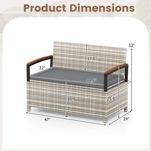 Outdoor Storage Bench Deck Box Patio Furniture with Cushion-Gray