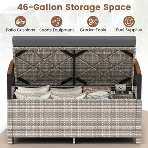Outdoor Storage Bench Deck Box Patio Furniture with Cushion-Gray