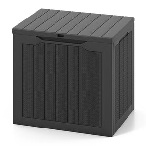 Outdoor Storage Box 25 Gallon Deck Box with Lockable Lid and Wicker-woven Texture-Black