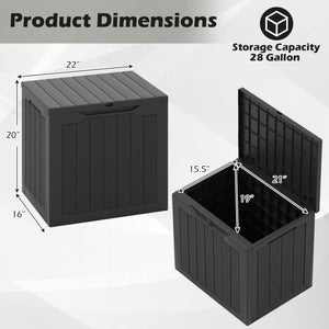 Outdoor Storage Box 25 Gallon Deck Box with Lockable Lid and Wicker-woven Texture-Black