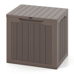 Outdoor Storage Box 25 Gallon Deck Box with Lockable Lid and Wicker-woven Texture-Brown