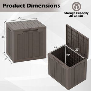 Outdoor Storage Box 25 Gallon Deck Box with Lockable Lid and Wicker-woven Texture-Brown