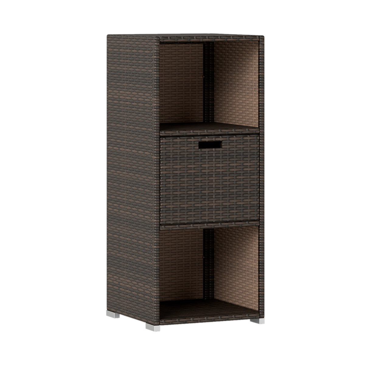 Outdoor Storage Cabinet Patio Wicker Organizer with Drawer-Brown