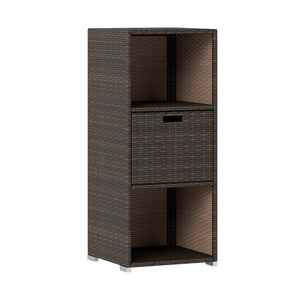 Outdoor Storage Cabinet Patio Wicker Organizer with Drawer-Brown