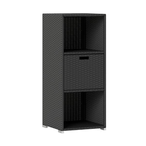 Outdoor Storage Cabinet Patio Wicker Organizer with Drawer-Black