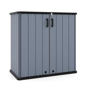 Outdoor 23.5 Cu.ft All-Weather Storage Box with Floor Lockable Door-Gray
