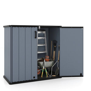 Outdoor 23.5 Cu.ft All-Weather Storage Box with Floor Lockable Door-Gray