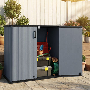 Outdoor 23.5 Cu.ft All-Weather Storage Box with Floor Lockable Door-Gray