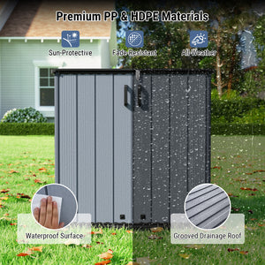 Outdoor 23.5 Cu.ft All-Weather Storage Box with Floor Lockable Door-Gray